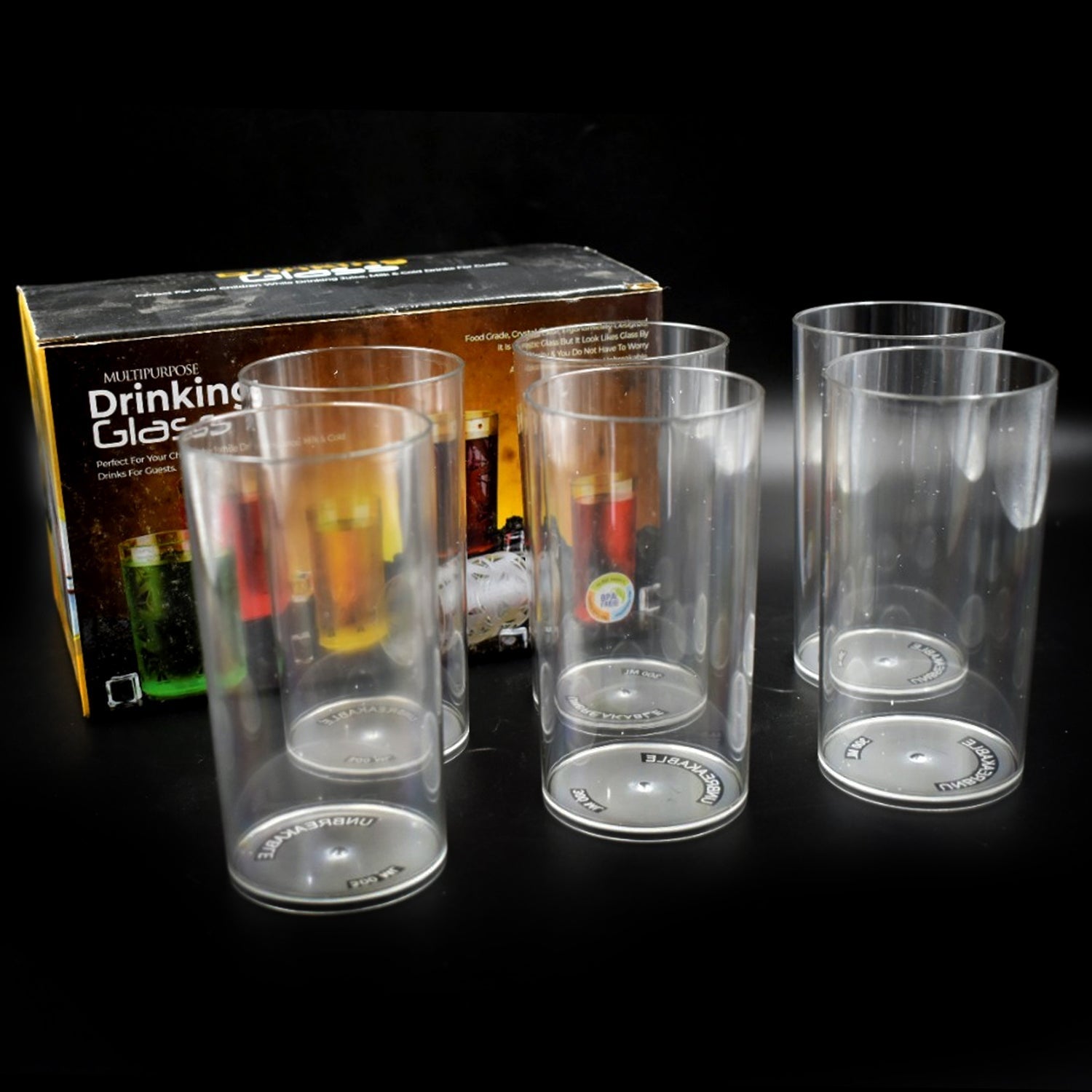 2027A 6 Pcs Large Plastic Glass 300Ml used in all kinds of kitchen and official purposes for drinking water and beverages etc. 2027A 6 Pcs Large Plastic Glass 300Ml used in all kinds of kitchen and official purposes for drinking water and beverages etc.